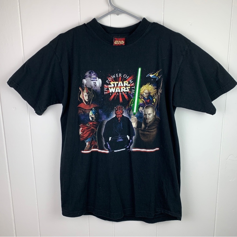 Vintage 1999 Star Wars Episode 1 Shirt European Promo Black Mens Large